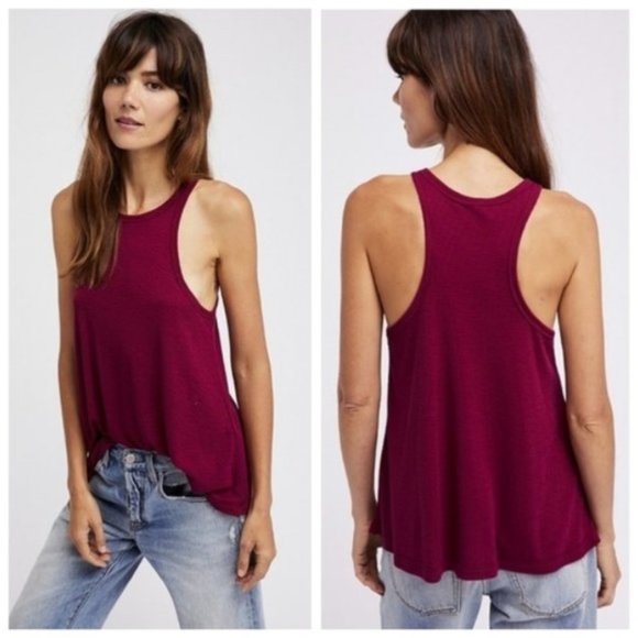 NEW Free People Long Beach swing tank top red sangria XS - Picture 1 of 8